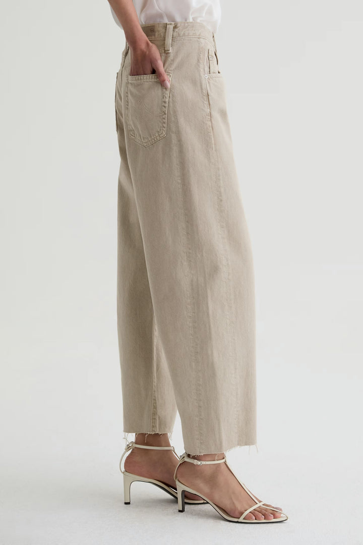 Hattie Crop High Rise Barrel - Light Taupe