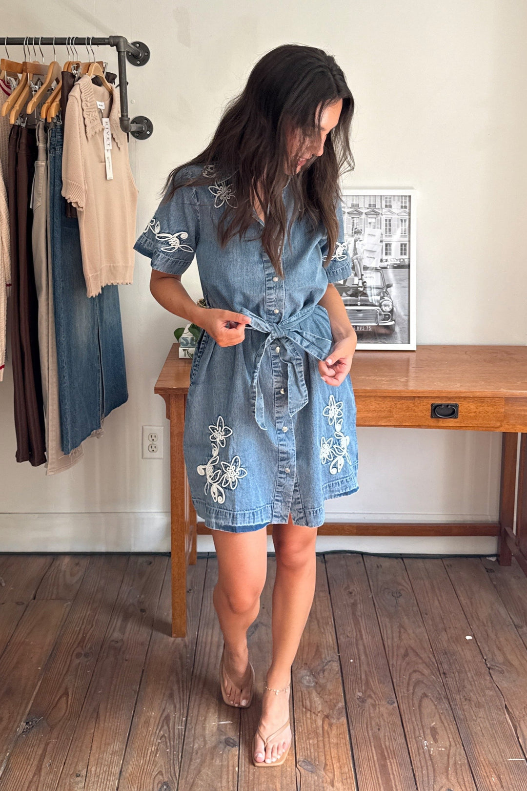 Dolly Embroidered Denim Shirt Dress