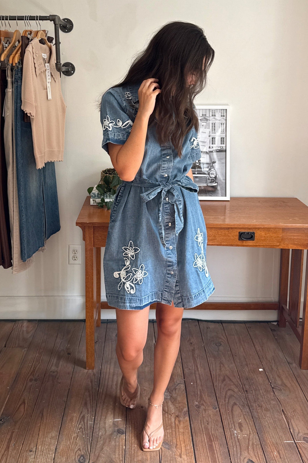 Dolly Embroidered Denim Shirt Dress