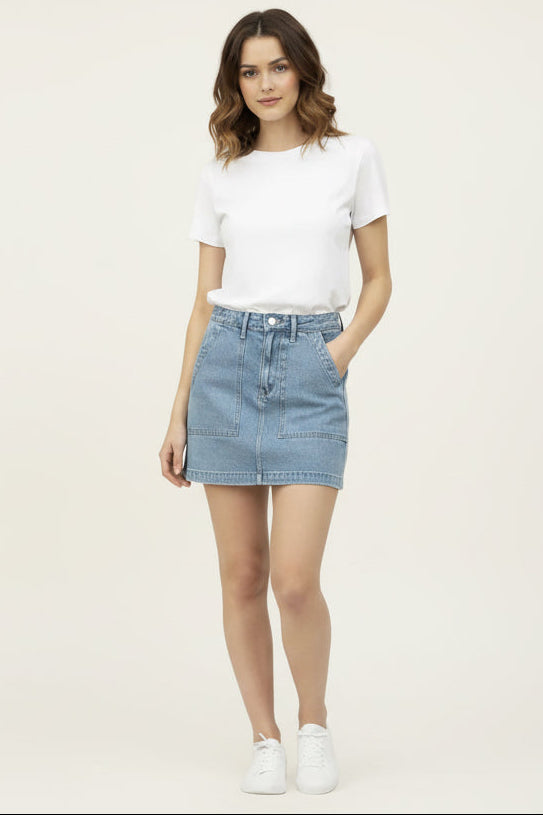 Solstice Denim Utility Skirt - Bay Drift Wash