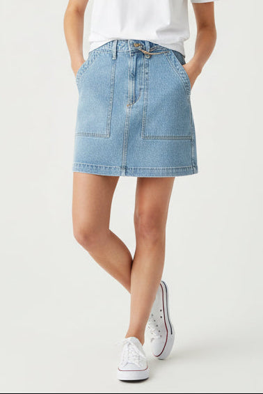 Solstice Denim Utility Skirt - Bay Drift Wash