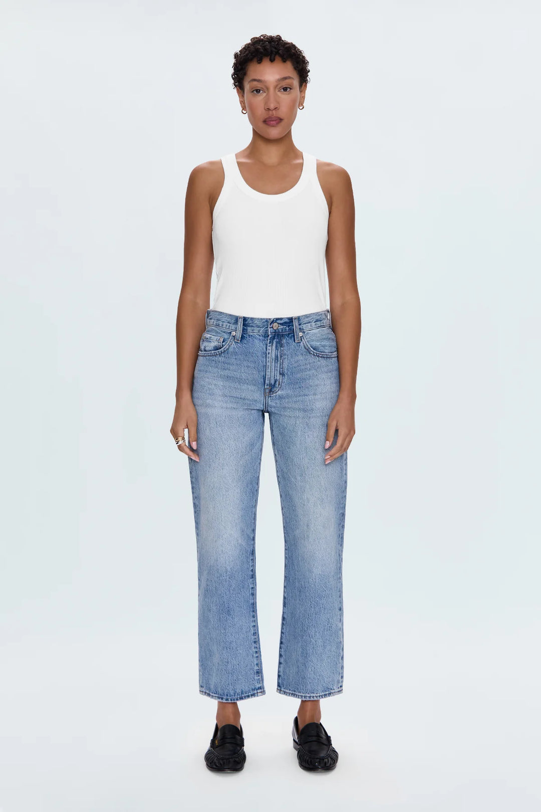 Lexi Mid Rise Bowed Straight Jean - Bowie