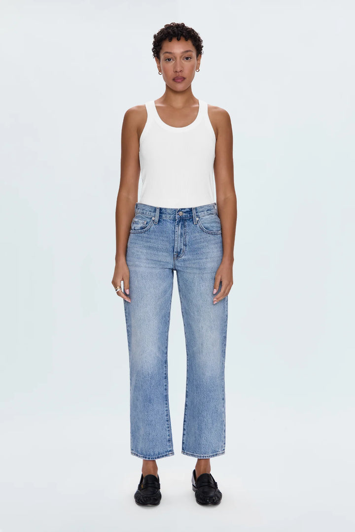 Lexi Mid Rise Bowed Straight Jean - Bowie