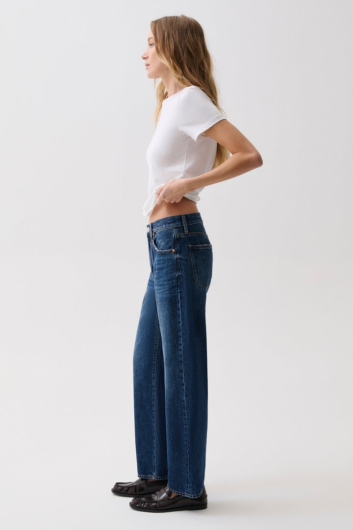 Pistola Lexi Mid Rise Bowed Straight Jean in Moonwave