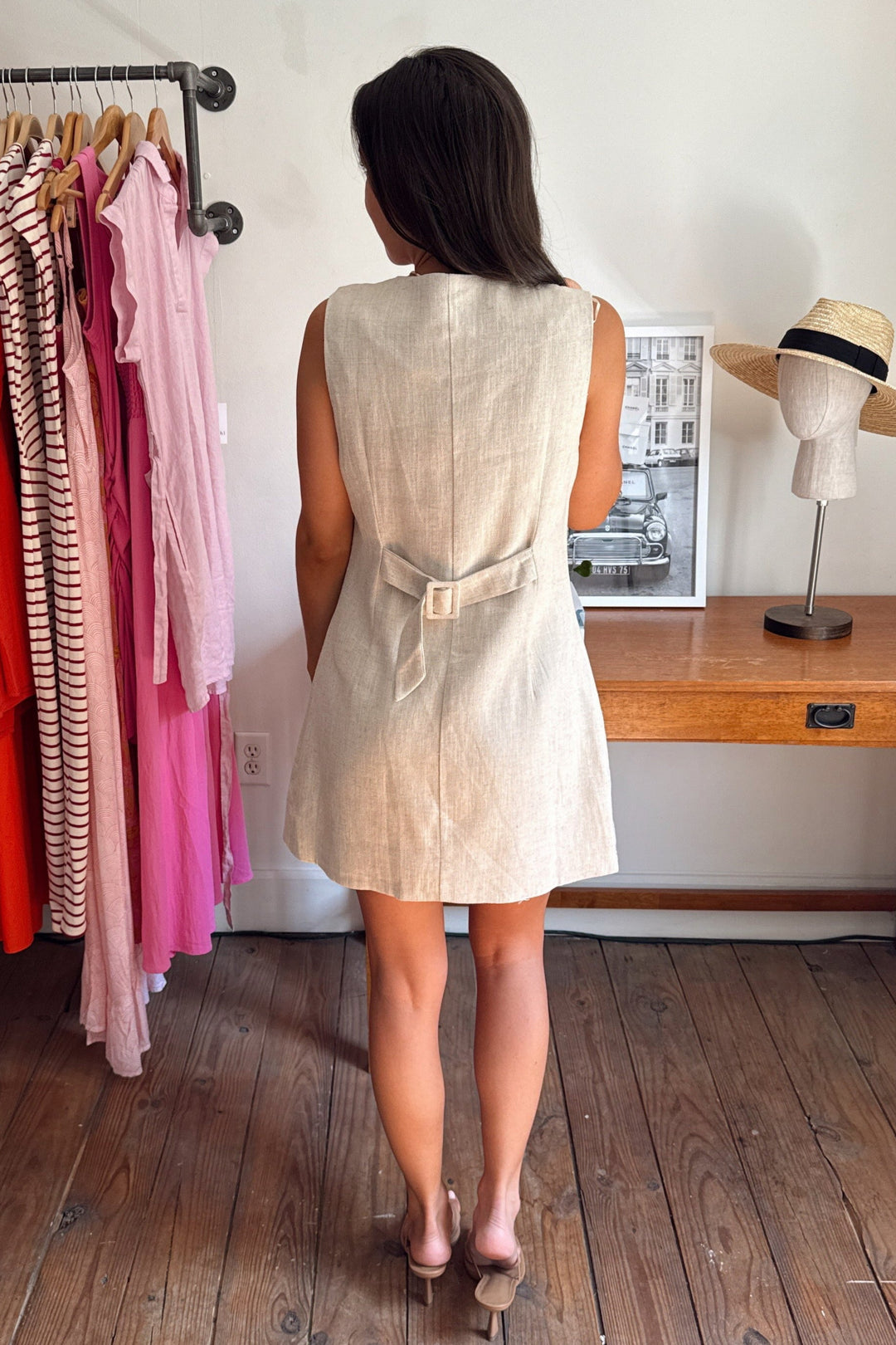 Audrey Linen Mini Dress - Oatmeal