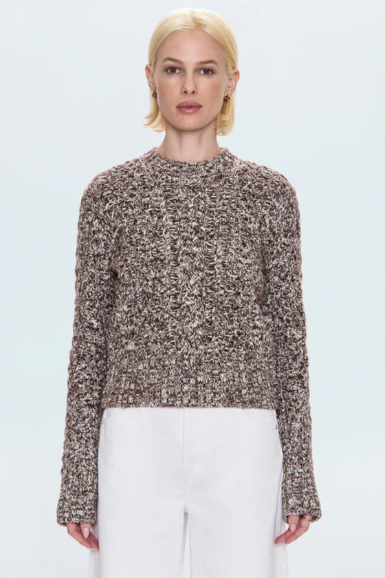 Quinn Shrunken Fisherman Sweater - Chocolate Marl