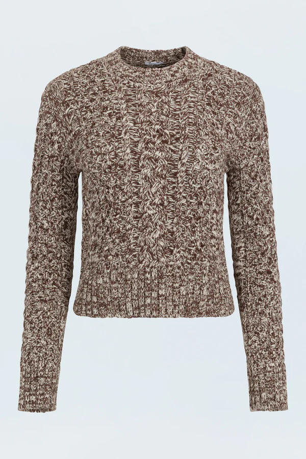 Quinn Shrunken Fisherman Sweater - Chocolate Marl