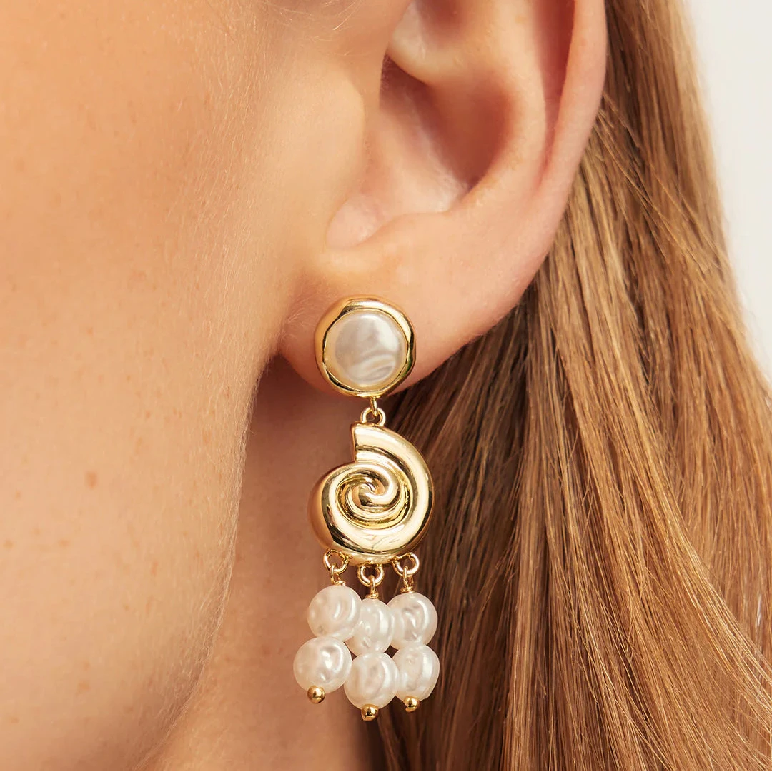 Reese Pearl Nautilus Earrings