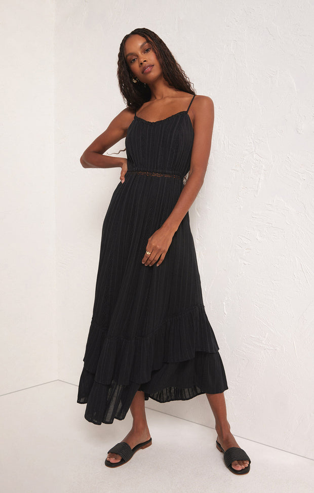 Jamawar Rose Maxi Dress - Moonless Black
