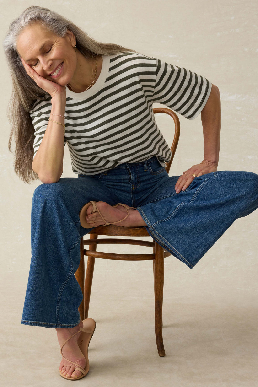 Sunwashed Slub Vintage Tee - Brookline Stripe