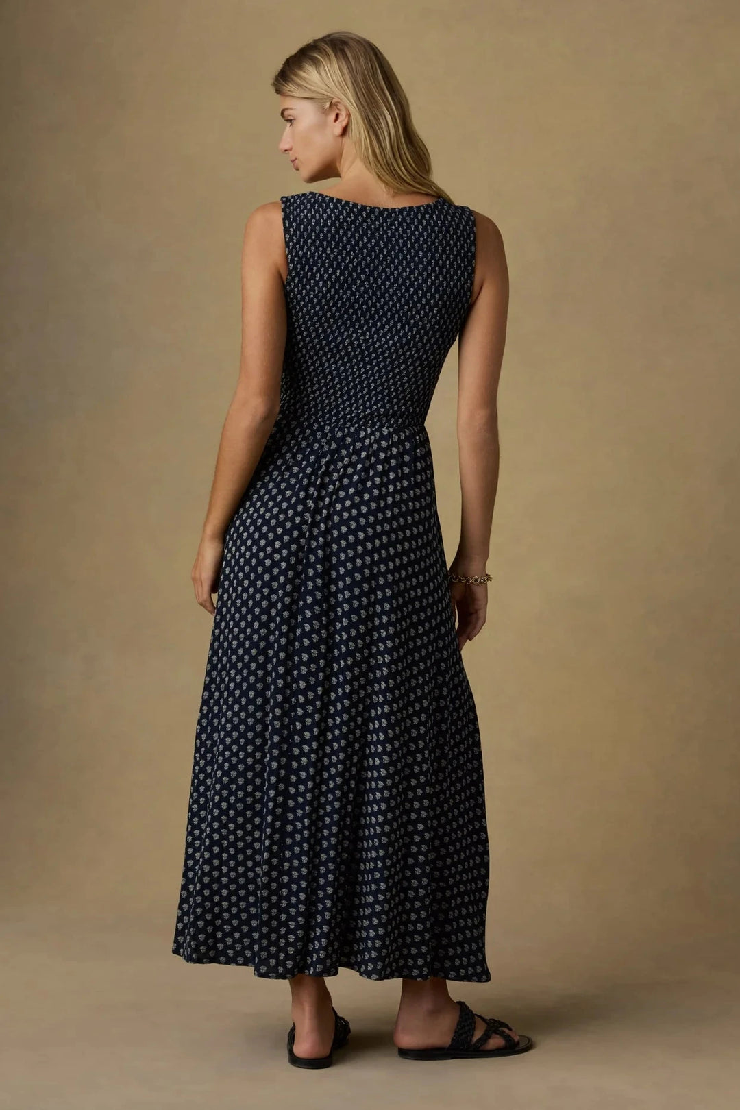 Sophia Smocked Dress - Navy Lotus Floral