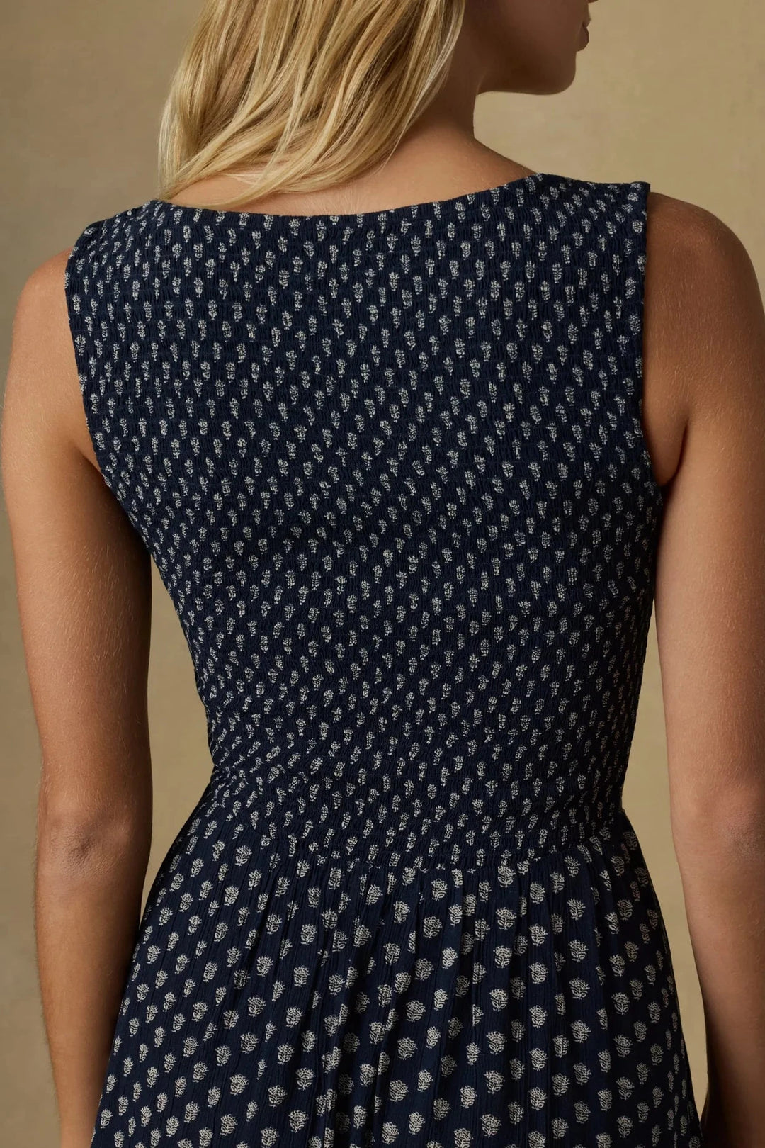 Sophia Smocked Dress - Navy Lotus Floral