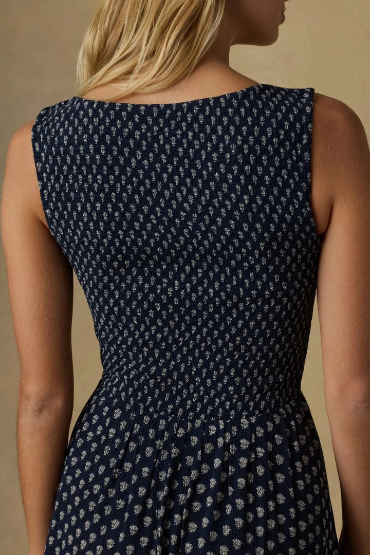 Sophia Smocked Dress - Navy Lotus Floral