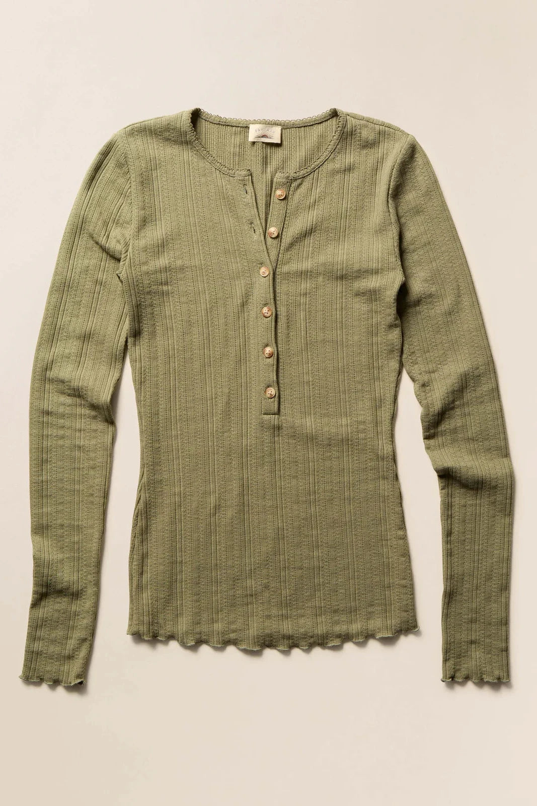 Paradise Pointelle Henley - Island Olive
