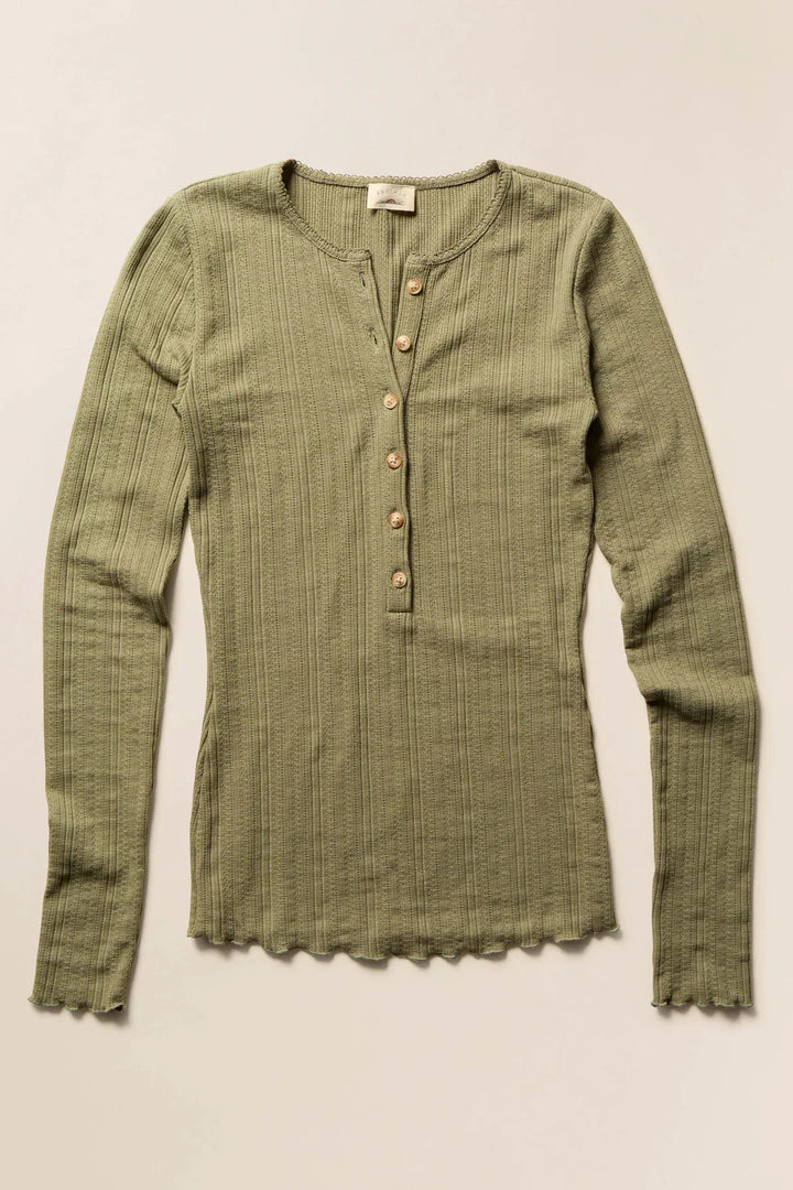 Paradise Pointelle Henley - Island Olive