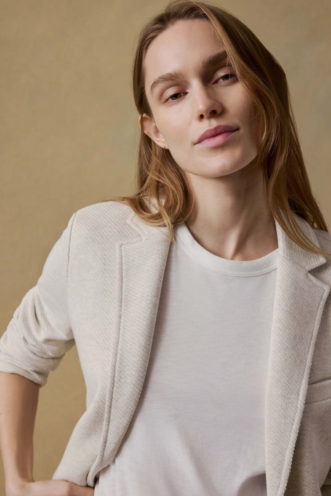 Inlet Knit Blazer - Lt Oatmeal Melange