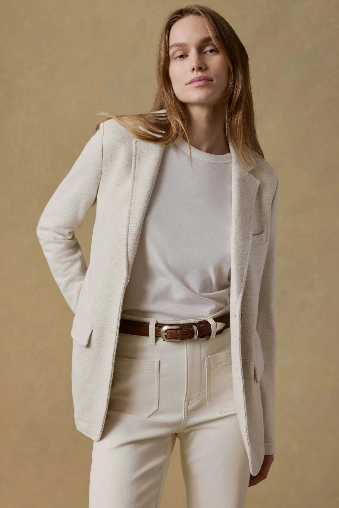 Inlet Knit Blazer - Lt Oatmeal Melange