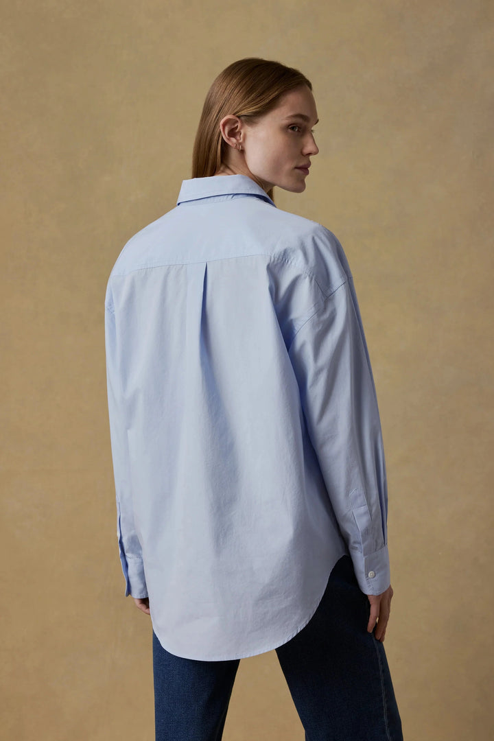 Coastal Poplin Relaxed Shirt - Blue Current