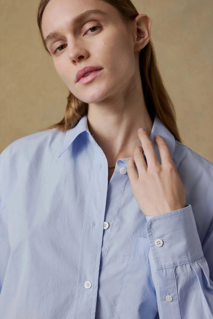 Coastal Poplin Relaxed Shirt - Blue Current