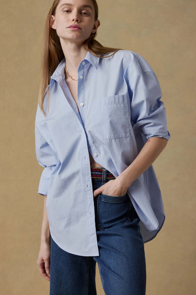 Coastal Poplin Relaxed Shirt - Blue Current