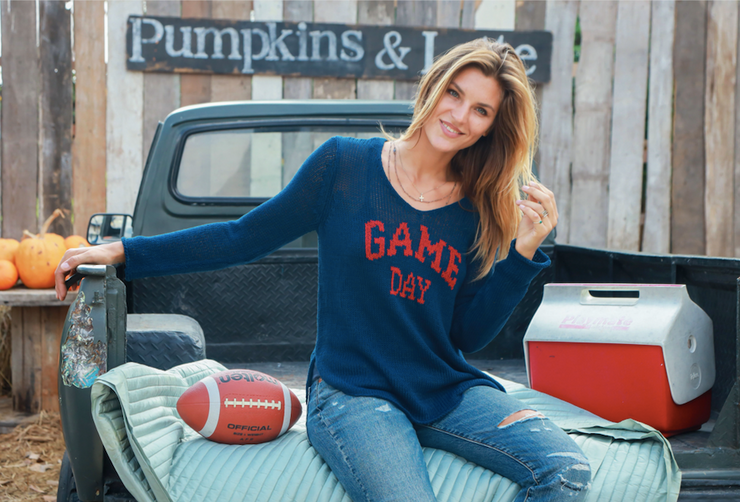 Game Day V-Neck Cotton Sweater