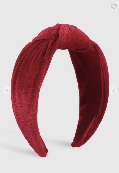 Velvet Knot Headband- Red