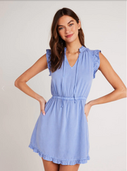 Kinsley Ruffle Sleeve Mini Dress - Peri Blue