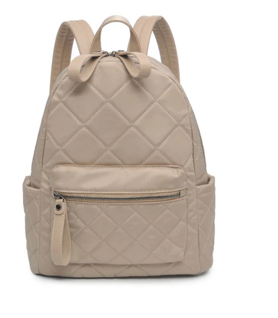 Emma Quilted Backpack- Nude
