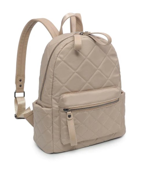 Emma Quilted Backpack- Nude