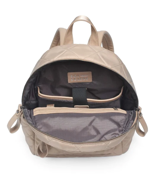 Emma Quilted Backpack- Nude