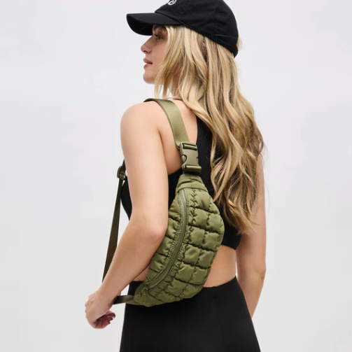 Isabella Quilted Belt Bag- Olive