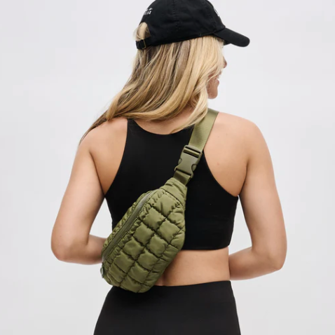 Isabella Quilted Belt Bag- Olive