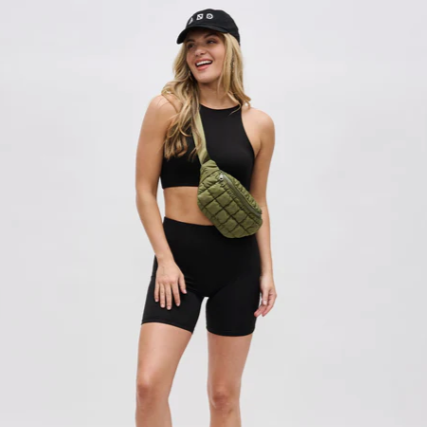 Isabella Quilted Belt Bag- Olive