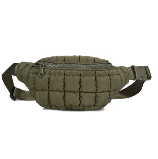 Isabella Quilted Belt Bag- Olive