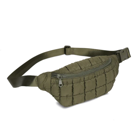 Isabella Quilted Belt Bag- Olive