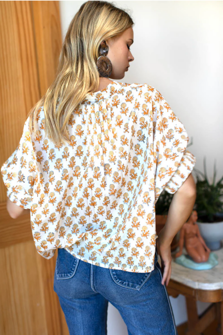 Mandarin Collar Top - Little Marigolds Organic