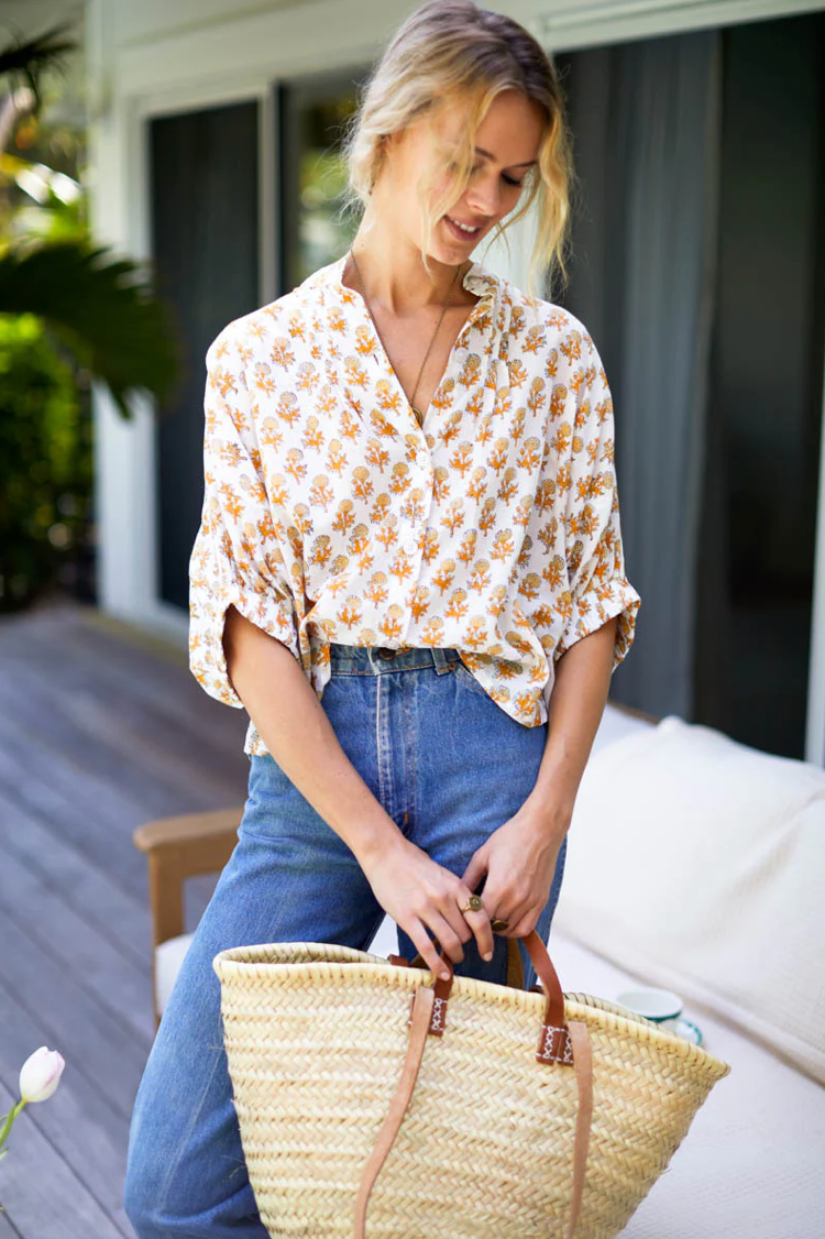 Mandarin Collar Top - Little Marigolds Organic