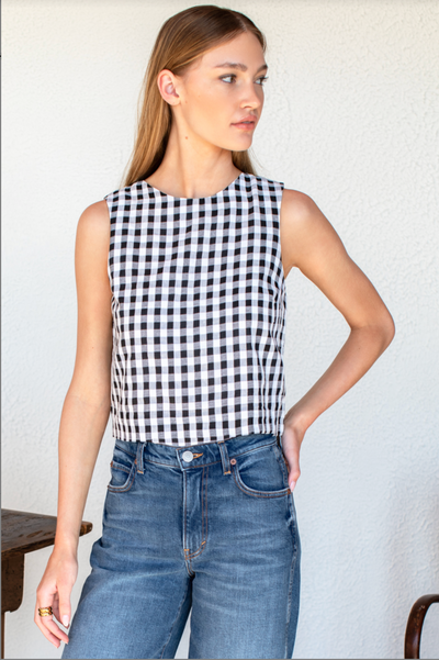 Julia Studio Top - Black/White Check