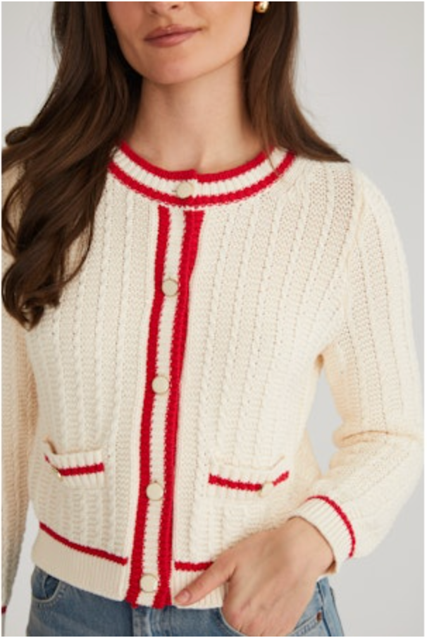 Laurel Crew Neck Trophy Cardi - Sea Salt Multi