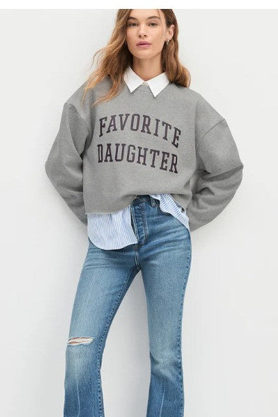 Cropped Collegiate Sweatshirt - Heather Grey/Burgandy