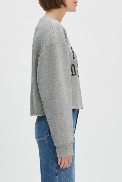 Cropped Collegiate Sweatshirt - Heather Grey/Burgandy