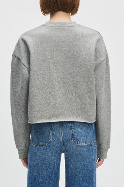 Cropped Collegiate Sweatshirt - Heather Grey/Burgandy