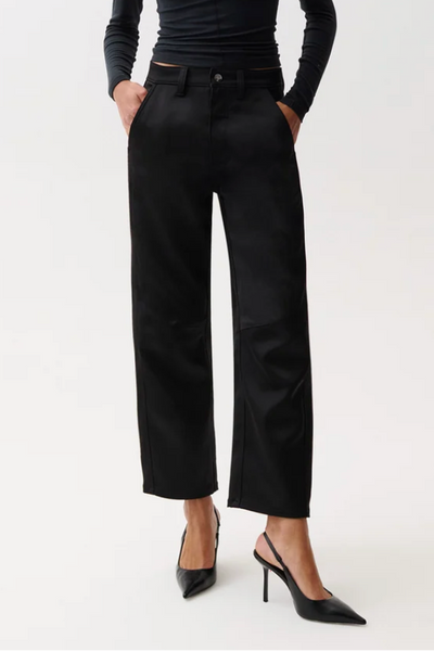 Beau Seamed Crescent Leg - Black Satin