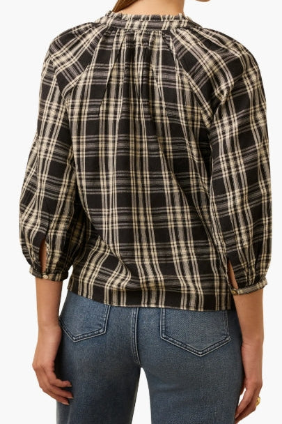 Portia Blouse - Black and White Plaid
