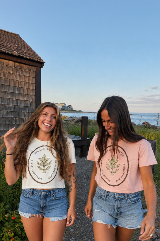 Strong Roots Crop Tee- Peach