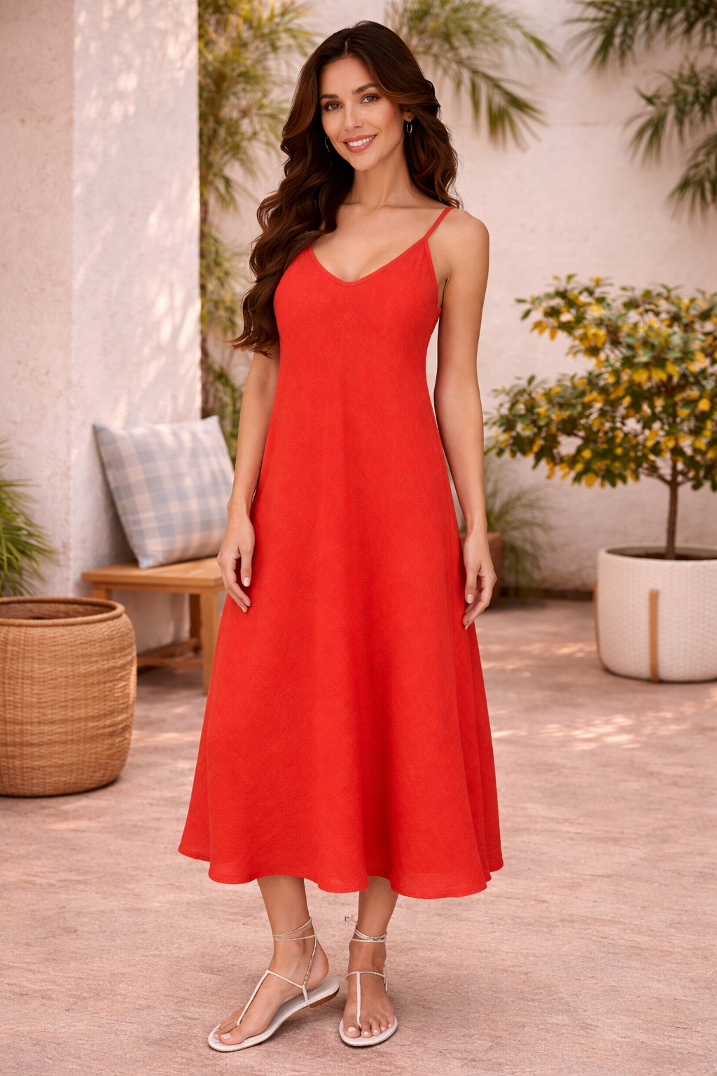 Solene Italian Linen Maxi Slip Dress Solene Italian Linen Maxi Slip Dress