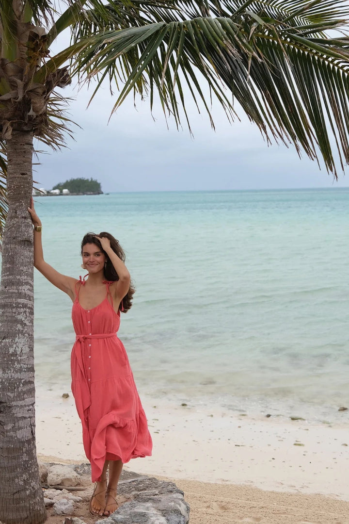 Siesta Gauze Dress - Guava