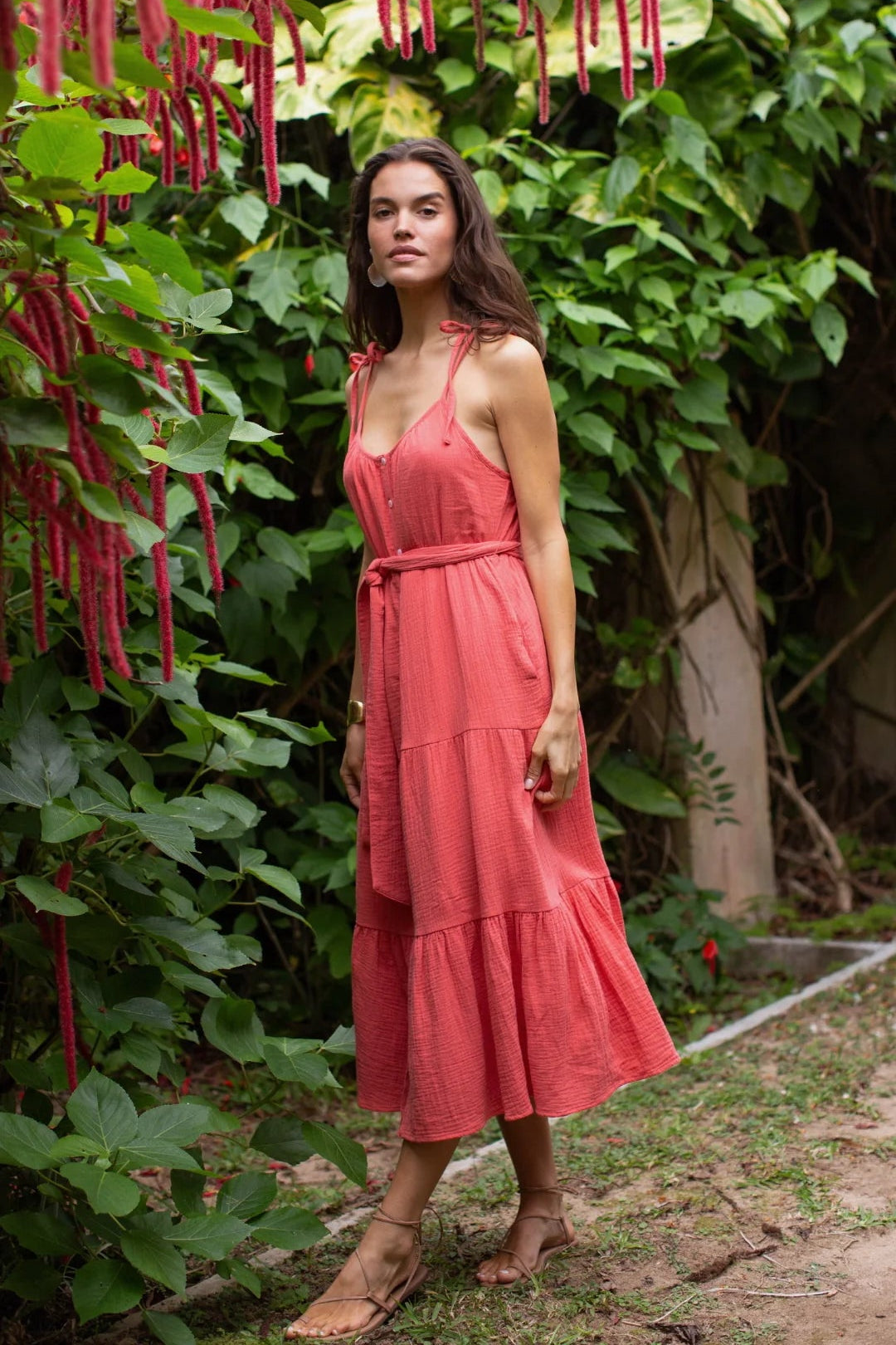 Siesta Gauze Dress - Guava