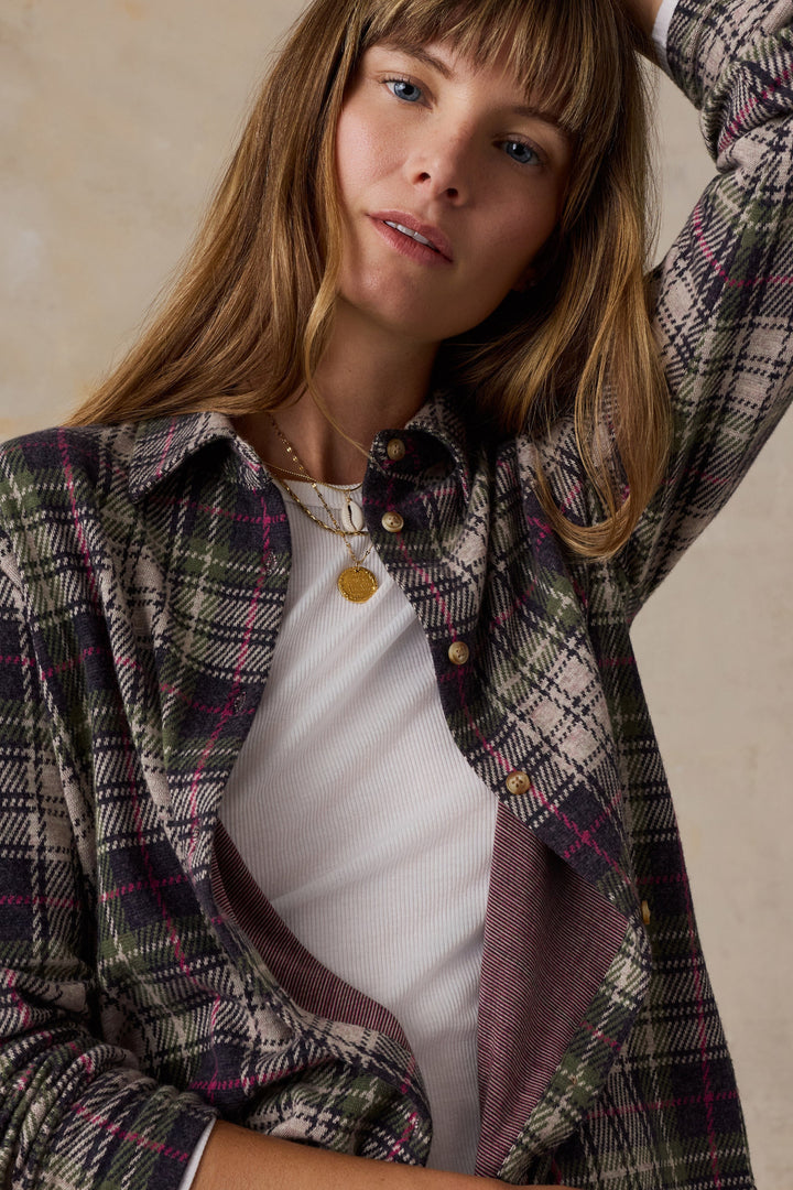 Faherty Legend Sweater Classic Shirt in Sugar Hill Plaid - detail