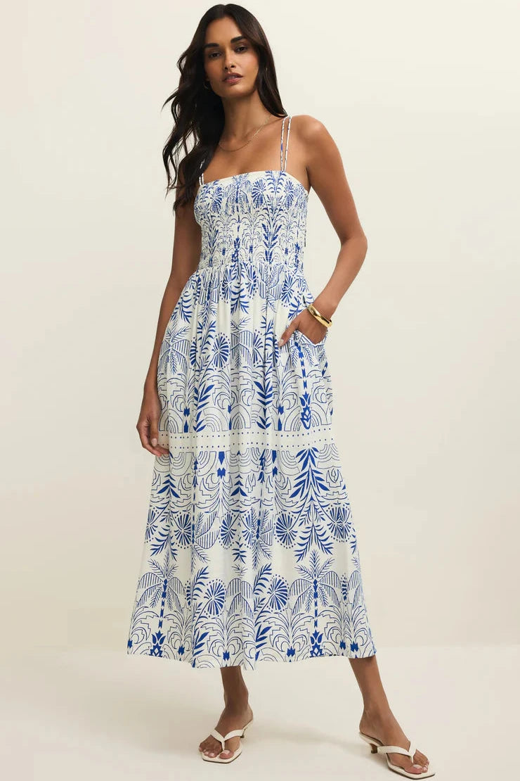 Nadine Palm Maxi Dress Nautical
